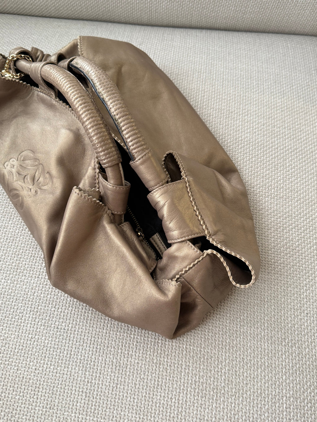 Loewe Napa Leather Handbag – Bronze/Champagne Gold