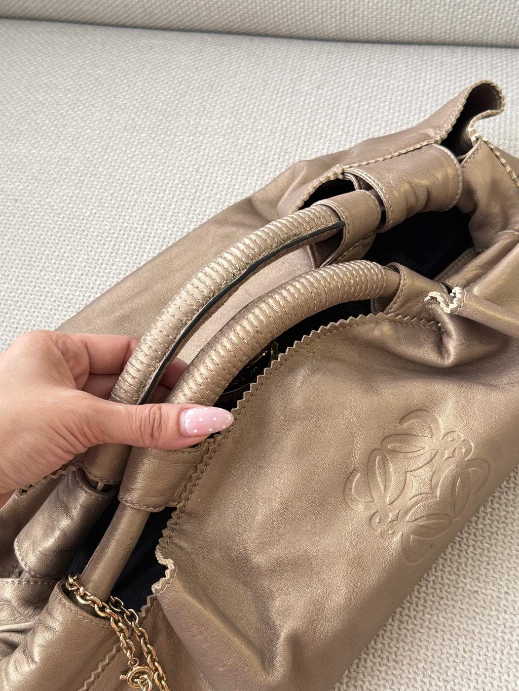 Loewe Napa Leather Handbag – Bronze/Champagne Gold