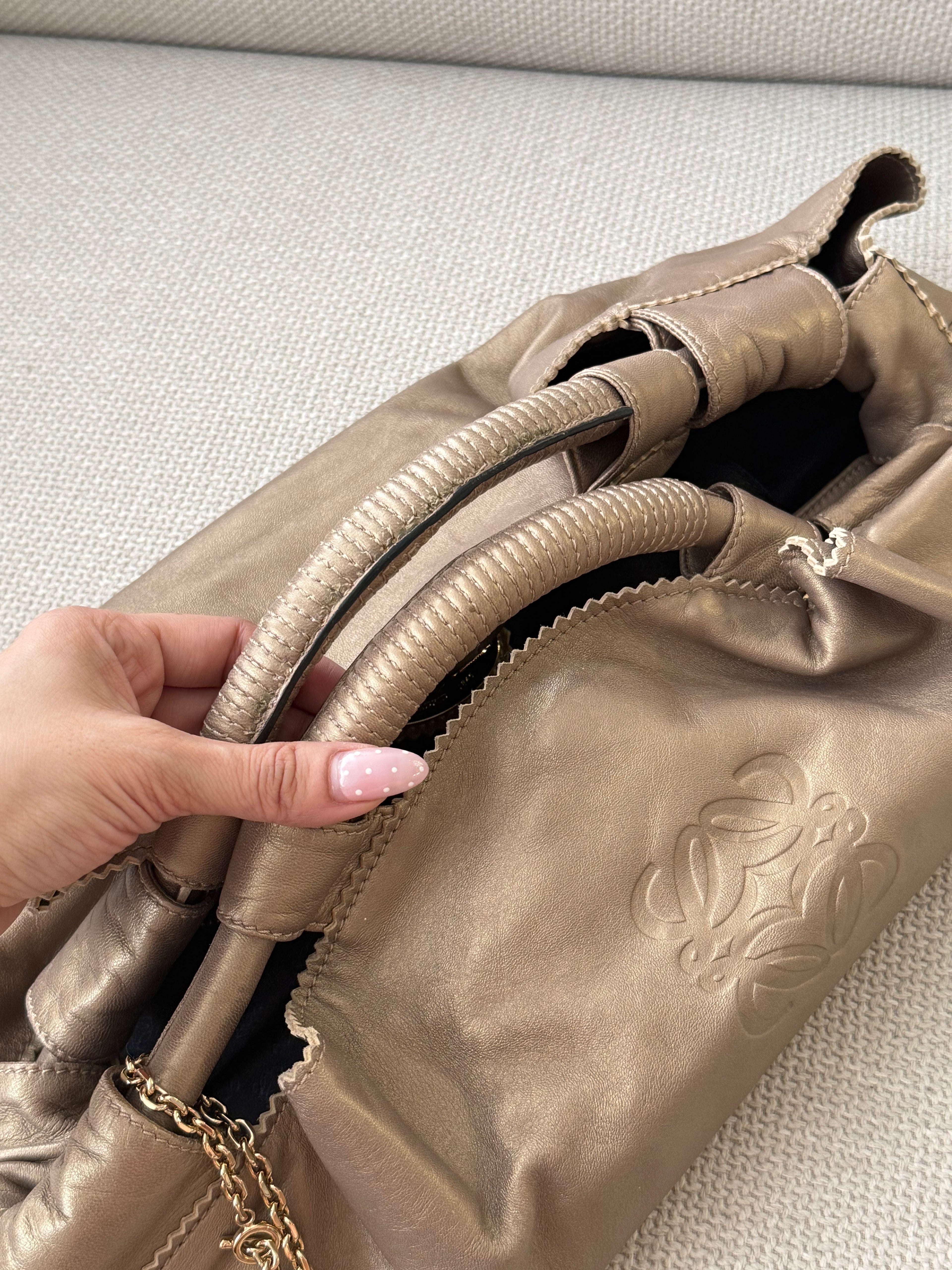 Loewe Napa Leather Handbag – Bronze/Champagne Gold