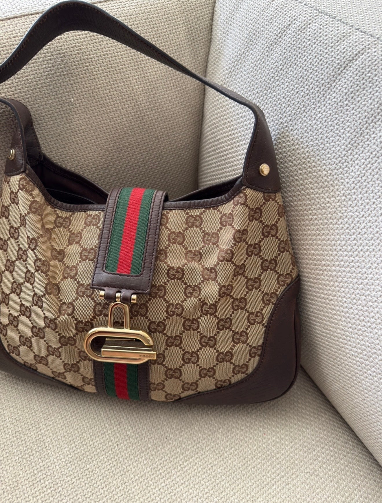 Gucci GG Canvas Horsebit Shoulder Bag