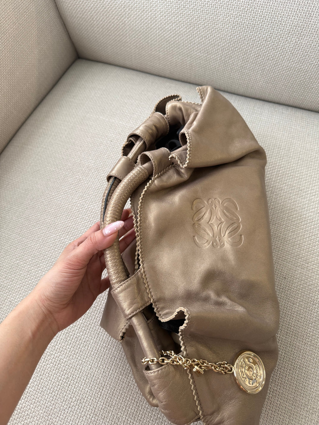 Loewe Napa Leather Handbag – Bronze/Champagne Gold