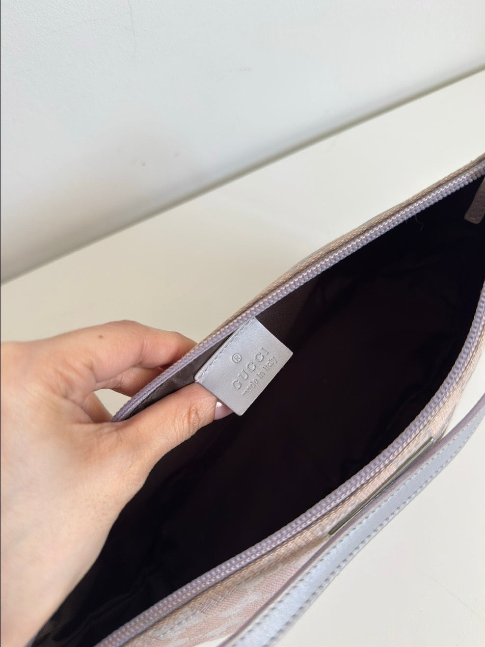 Gucci GG Canvas Boat Bag Lavender
