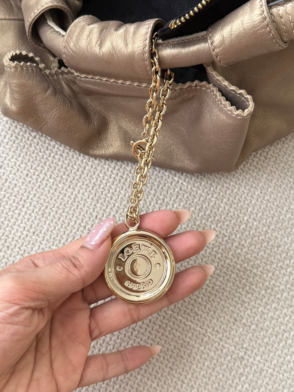 Loewe Napa Leather Handbag – Bronze/Champagne Gold
