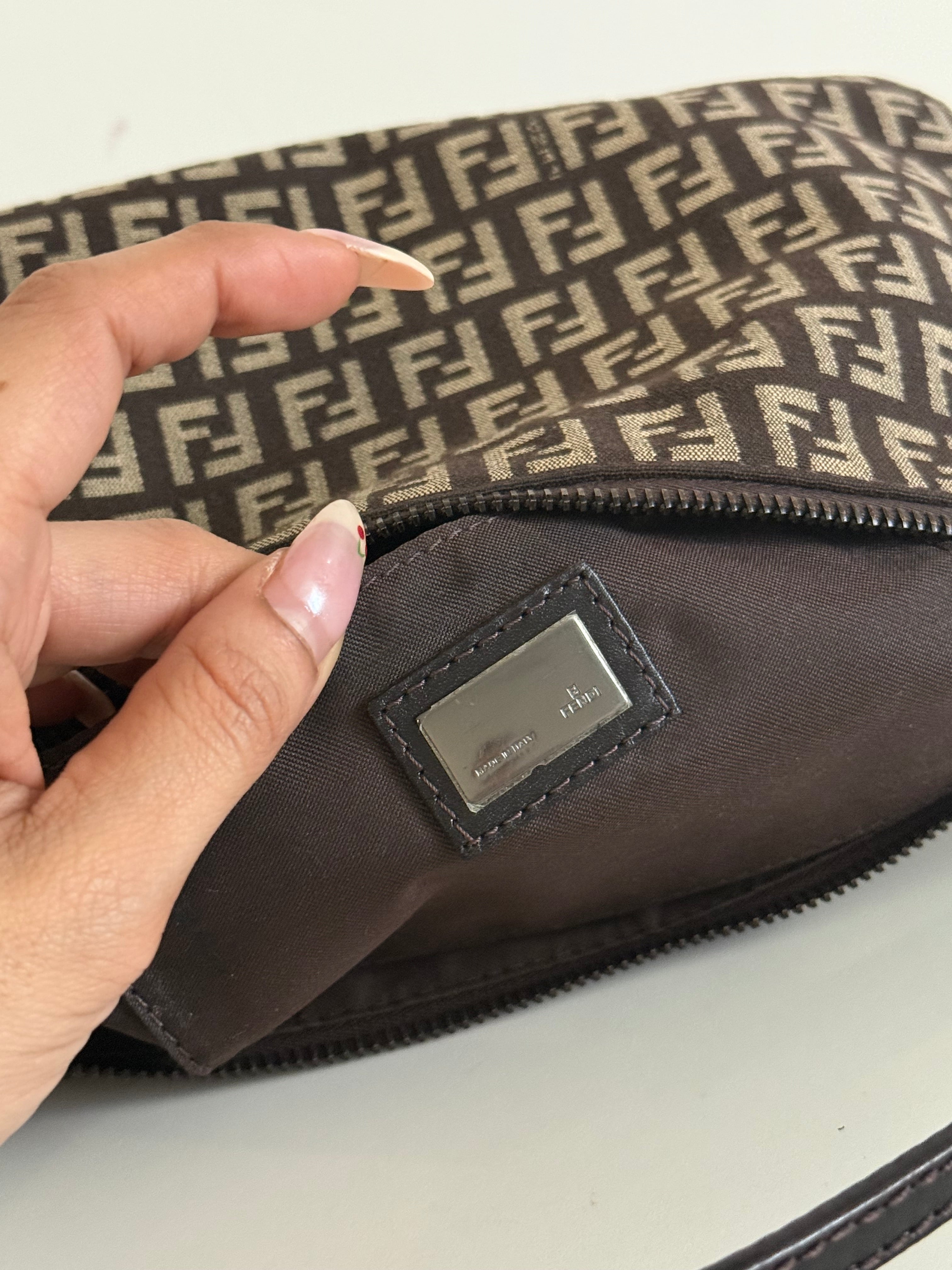 Fendi Zucchino Mini Pochette Shoulder Bag – Brown FF Canvas