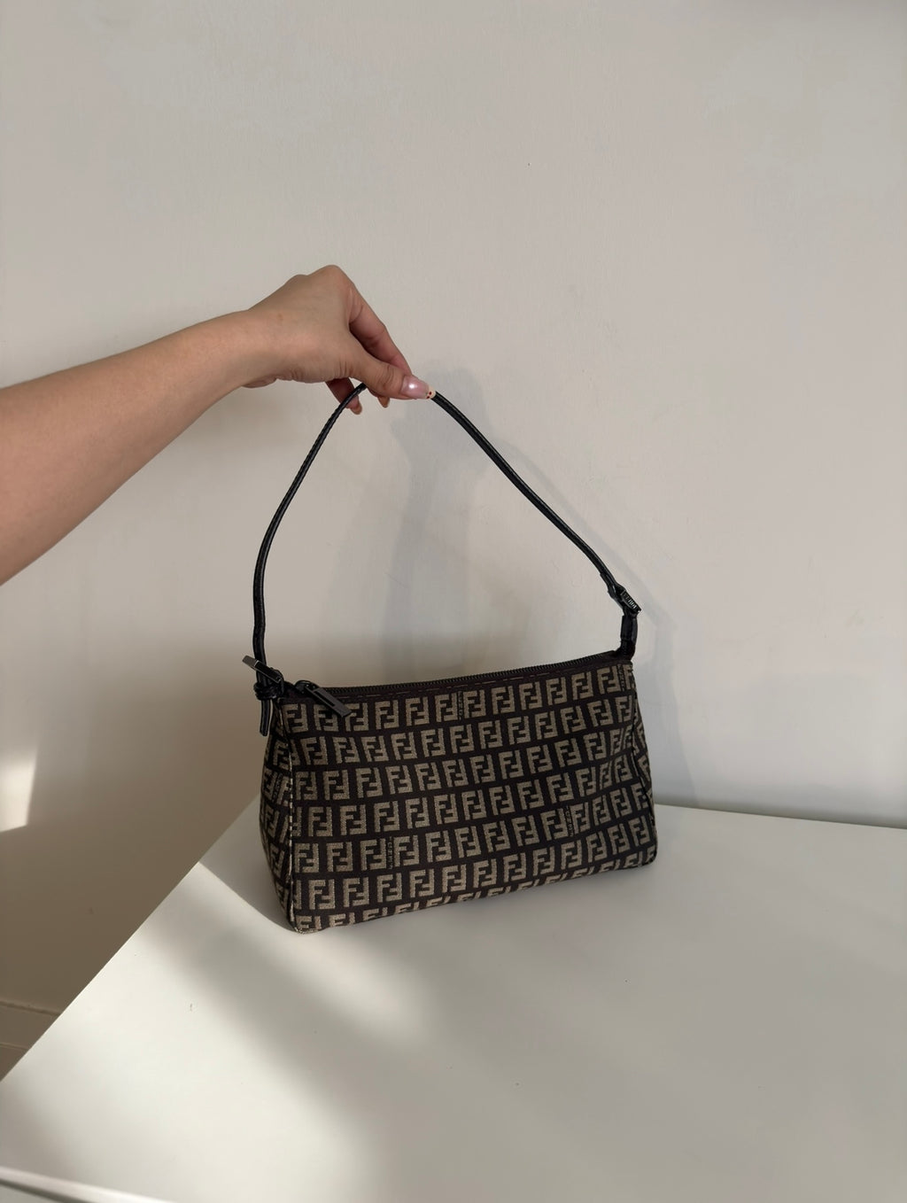 Fendi Zucchino Mini Pochette Shoulder Bag – Brown FF Canvas